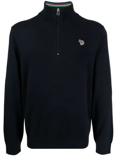 Ps By Paul Smith Pullover Aus Bio-baumwolle Mit Logo-applikation In Schwarz