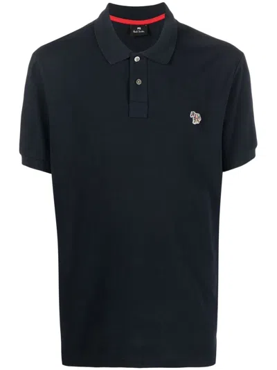 Ps By Paul Smith Zebra-motif Polo Shirt In 蓝色
