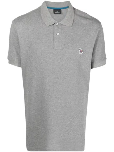 Ps By Paul Smith Zebra-motif Polo Shirt In Grey