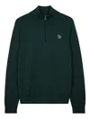 Ps By Paul Smith Zebra-motif Zip-up Sweater In Green