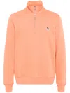 Ps By Paul Smith Zebra-patch Half-zip Cotton Sweatshirt In Orange