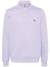 Ps By Paul Smith Zebra-patch Half-zip Cotton Sweatshirt In Purple