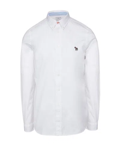 Ps By Paul Smith Zebra-patch Organic-cotton Shirt In White