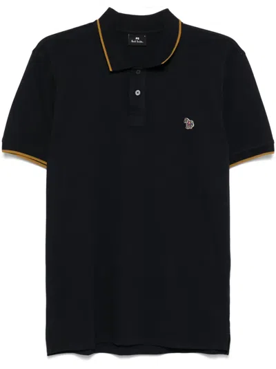 Ps By Paul Smith Ps Paul Smith Zebra Badge Cotton Polo Shirt In Blue