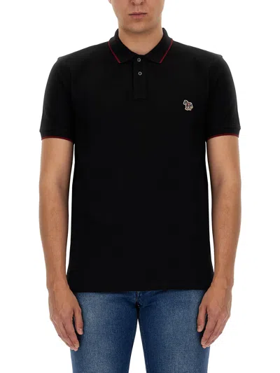 Ps By Paul Smith Ps Paul Smith "zebra" Polo In Black