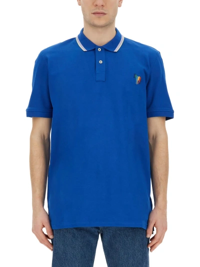 Ps By Paul Smith Zebra-motif Polo Shirt In Blue