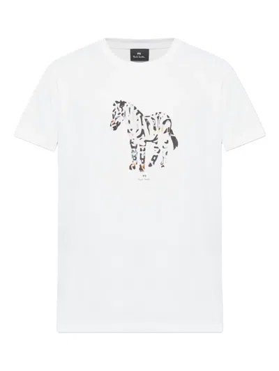 Ps By Paul Smith Zebra Print T-shirt In White