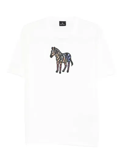 Ps By Paul Smith Ps Paul Smith Zebra Organic Cotton T-shirt In White