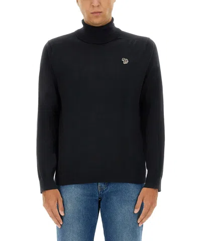 Ps By Paul Smith Zebra Roll-neck Sweater In Black