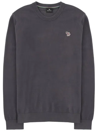 Ps By Paul Smith Charcoal Organic Cotton Zebra Logo Sweatshirt Grey In Gray