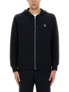 Ps By Paul Smith Ps Paul Smith Zebra Patch Zipped Drawstring Hoodie In Blue