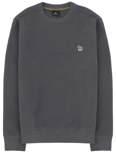 Ps By Paul Smith Charcoal Organic Cotton Zebra Logo Sweatshirt Grey In Gray