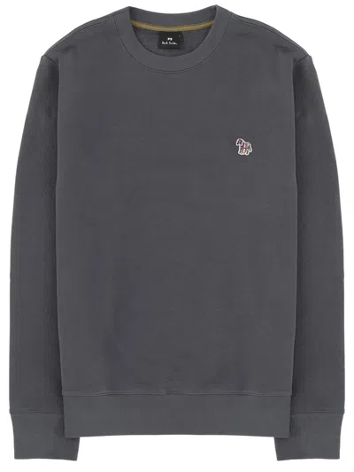 Ps By Paul Smith Charcoal Organic Cotton Zebra Logo Sweatshirt Grey In Gray