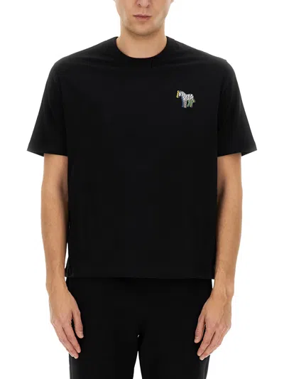 Ps By Paul Smith 3d Zebra-print Organic-cotton T-shirt In Black