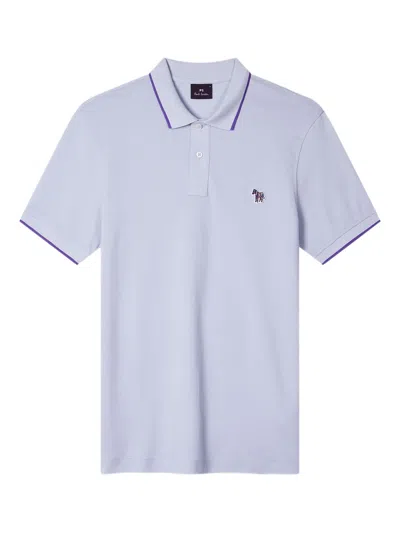 Ps By Paul Smith Zebra Trim Polo Shirt In Blue