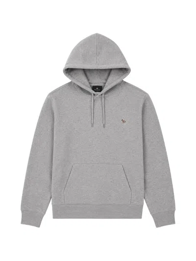 Ps By Paul Smith Zebra Comfort-focused Grey Organic Cotton Hoodie In Gray