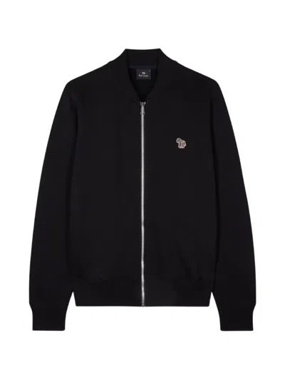 Ps By Paul Smith Zebra-patch Zip-fastening Jacket In Black