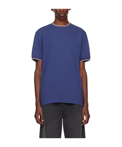 Ps By Paul Smith Blue Jacquard Contrast-tipping T-shirt In 46 Blues