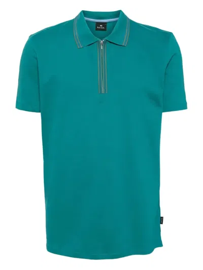 Ps By Paul Smith Zip-detail Polo Shirt In Blue