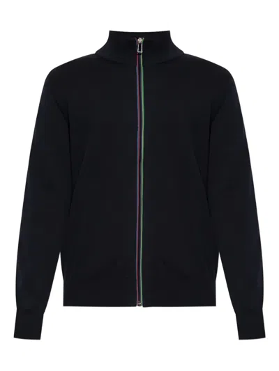 Ps By Paul Smith Zip-front High-collar Sweatshirt In Black