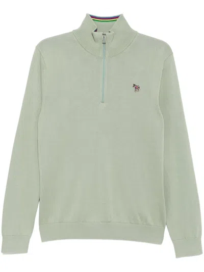 Ps By Paul Smith Zip Neck Sweater In Green