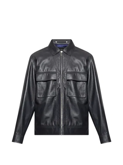 Ps By Paul Smith Zip-up Leather Jacket In Blue