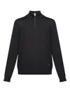 Ps By Paul Smith Black Merino Wool Half-zip Sweater