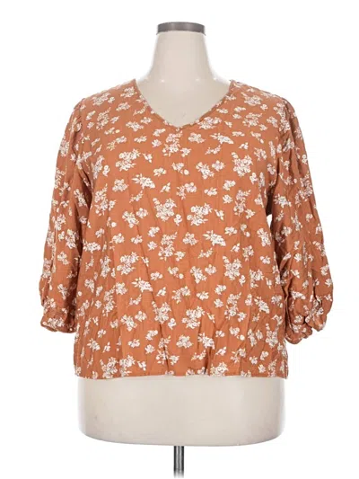 Pre-owned P.s. Kate 3/4 Sleeve Blouse In Brown