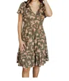 P.s. Kate Floral Ruffle Dress In Green In Gold