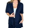 P.s. Kate French Terry Button Down Top In Navy In Blue
