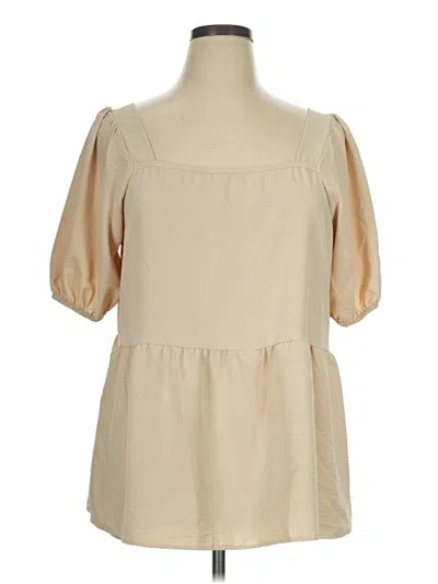 Pre-owned P.s. Kate Short Sleeve Blouse In Tan