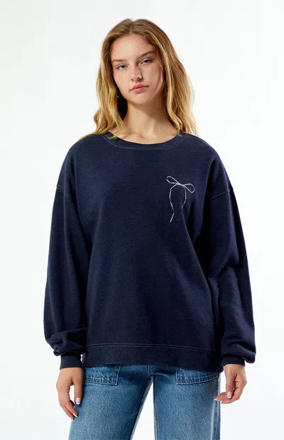 Ps / La Women's Bow Crew Neck Sweatshirt In Navy In Blue