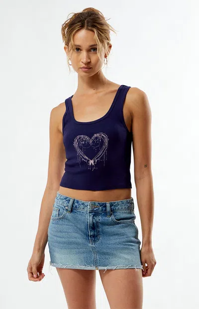 Ps / La Women's Charm Heart Tank Top In Navy In Blue