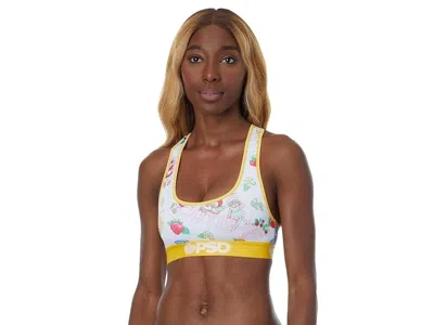 Psd Cutie Sports Bra Women's Small White Printed Performance Racerback Erk51