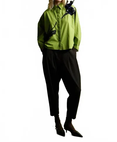 Psophia Abstract Sequin Shirt In Pistachio In Multi