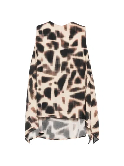 Psophia Abstract-print Tie-neck Top In Multi