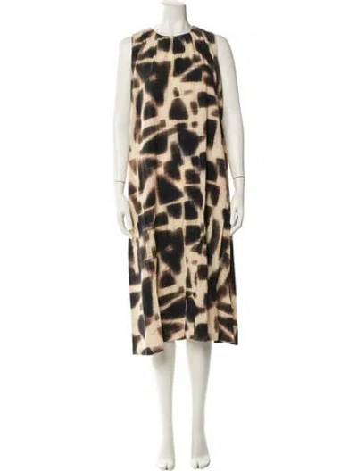 Pre-owned Psophia Animal Print Midi Length Dress In Multi