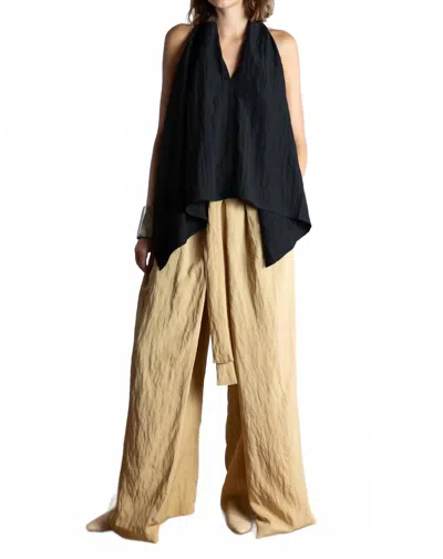 Psophia Asymmetrical Fluid Top With Uneven Hem In Black