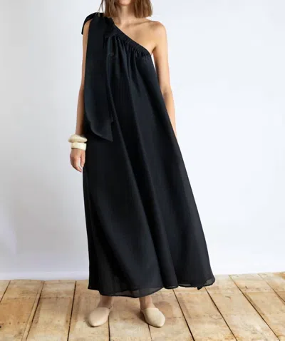 Psophia Asymmetrical One-shoulder Maxi Dress In Black