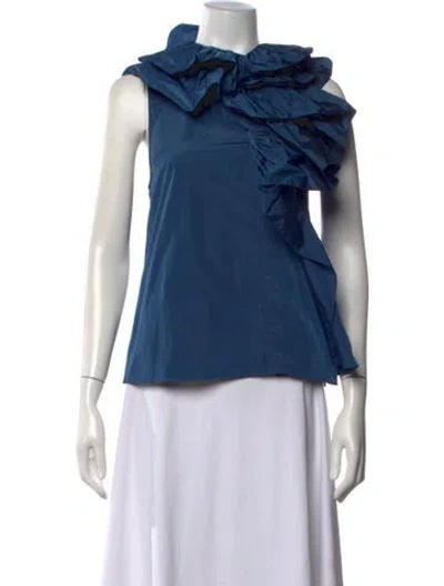 Pre-owned Psophia Asymmetrical Sleeveless Top In Blue