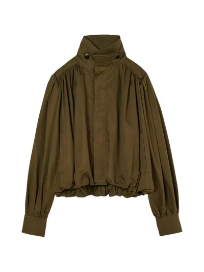 Psophia Balloon-sleeve Bomber Jacket In Green