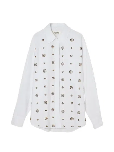Psophia Bead-embellished Shirt In White