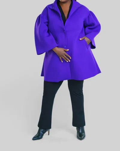 Psophia Bell Sleeve Lady Coat In Blue Bonnet