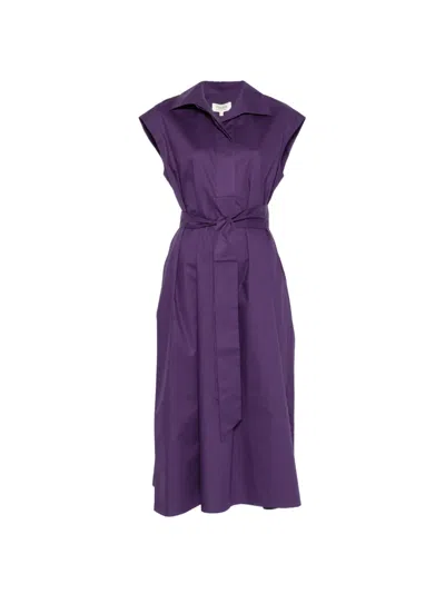 Psophia Belted Shirt Dress In Purple