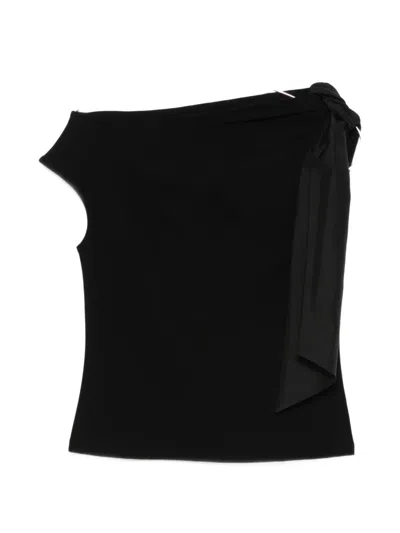 Psophia Bow-detail Asymmetric Top In Black