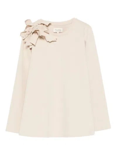 Psophia Bow-embellished T-shirt In Neutral