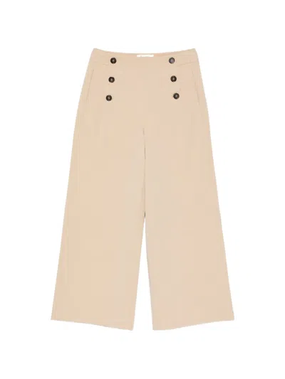 Psophia Button-embellished Wide-leg Trousers In Neutral