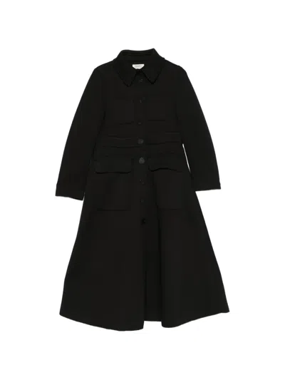 Psophia Button-up Patch-pocket Coat In Black