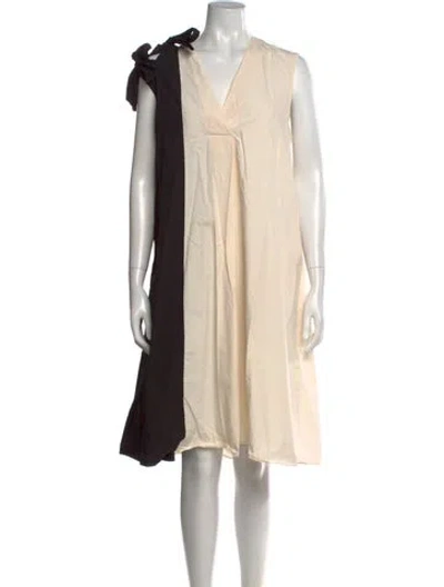 Pre-owned Psophia Colorblock Pattern Knee-length Dress In Neutrals