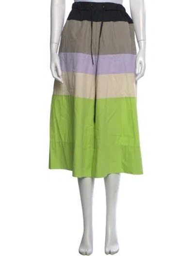 Pre-owned Psophia Colorblock Pattern Wide Leg Pants In Green